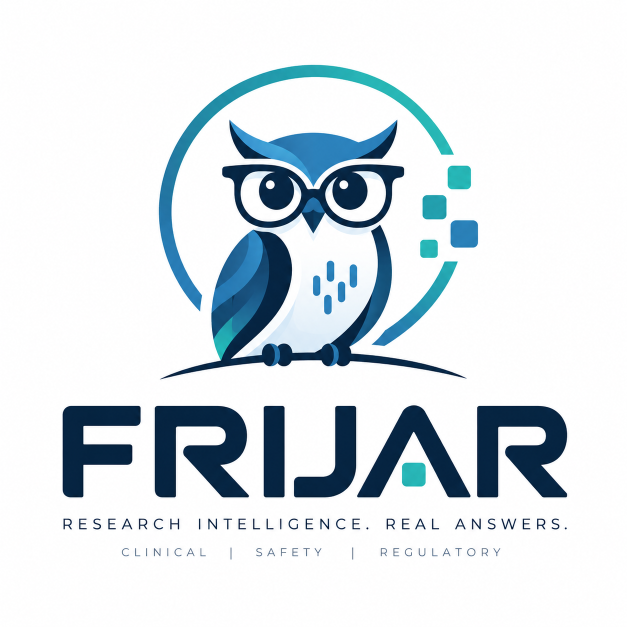 FRIJAR owl logo. Research Intelligence. Real Answers. Clinical, Safety and Regulatory.